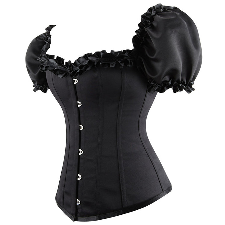 Puff sleeves court corset 12 steels bone body shaper bustier top