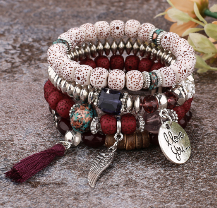 Bohemian multi layer beaded women bracelet trendy bodhi tassel