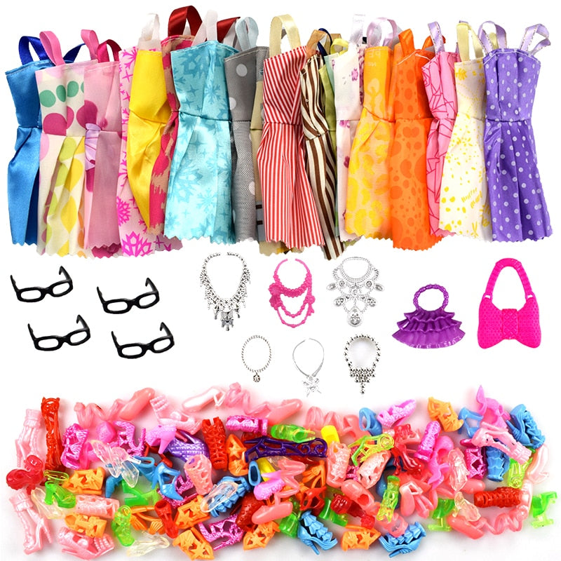 32 item set barbie doll dresses glasses necklaces Apparel & Accessories > Handbag & Wallet Accessories Apparel & Accessories > Shoes accessories