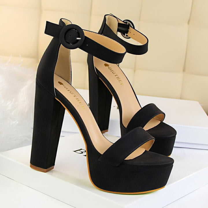 Bigtree womens pumps block high heels platform buckle Apparel & Accessories > Shoes