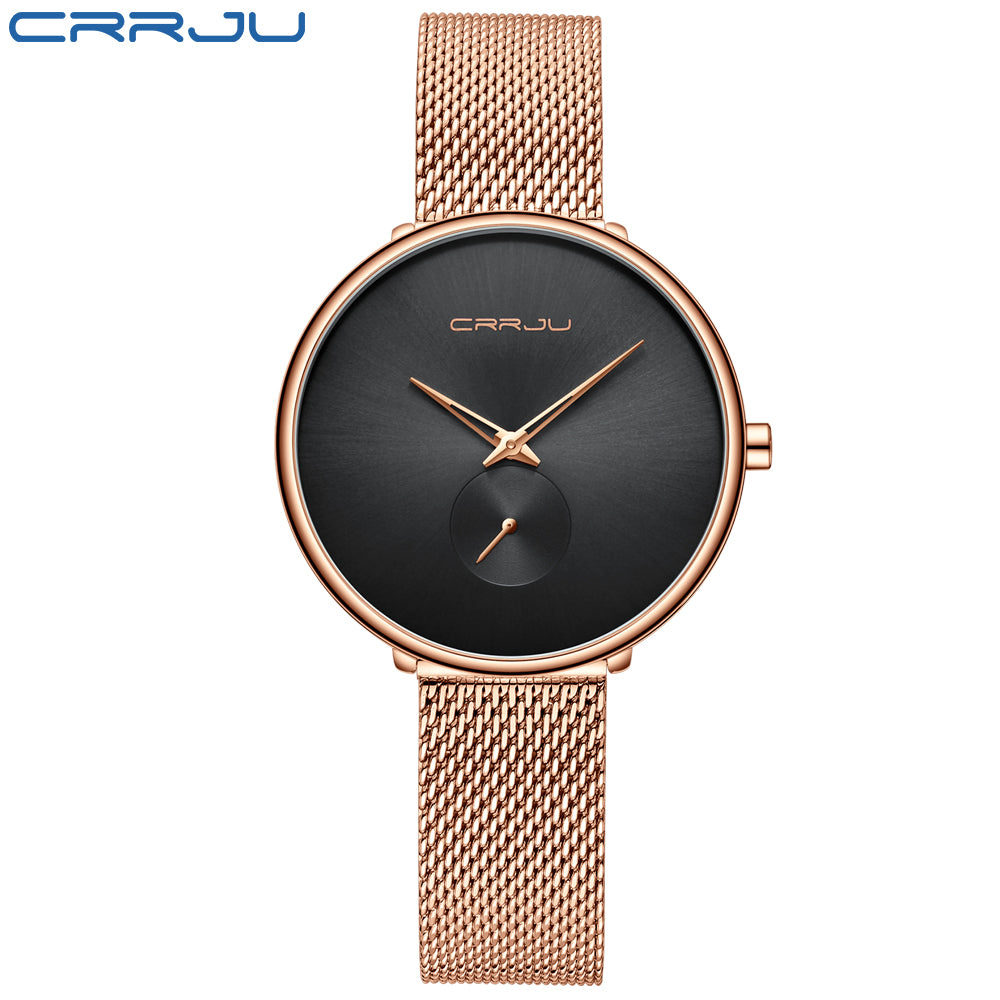 Mesh gold band quartz womens watches