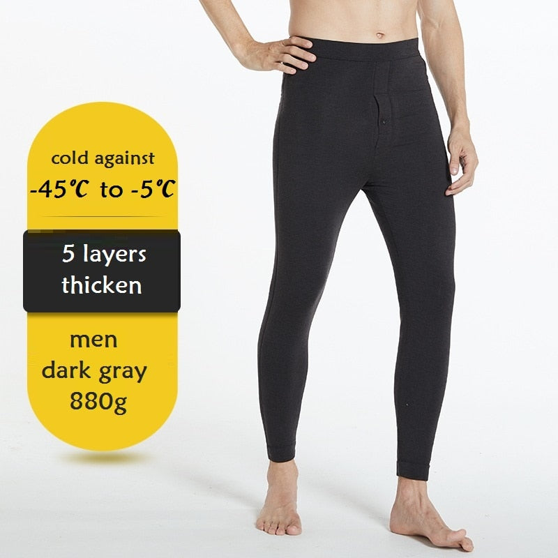 Unisex 5 layers winter thick underwear thermal warm legging pants