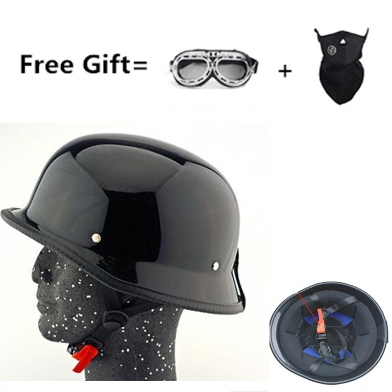 Mens Chrome mirror german military style motorcycle helmet dot open