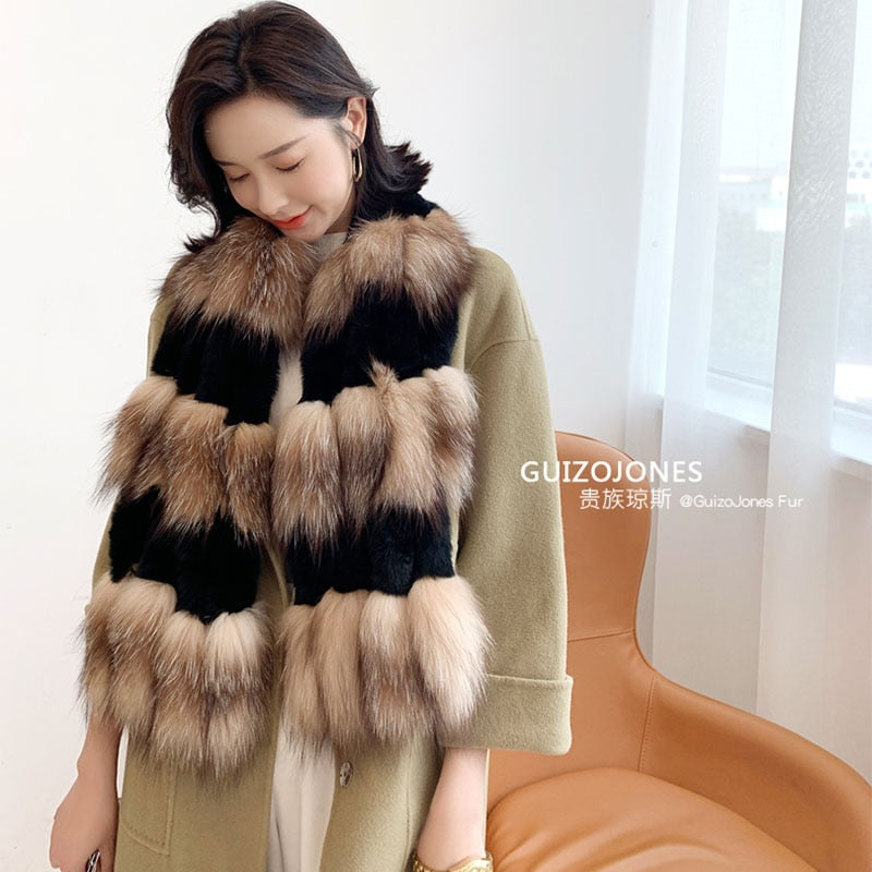 Real Rex Rabbit Fur Scarf Women Winter Warm Genuine Fox Fur Scarves 2020 New Arrival Female Fashion Neck Warmer Ladies Scarves