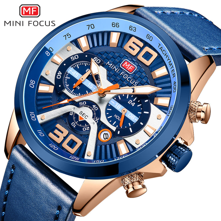 Masculino mens watches leather chronograph