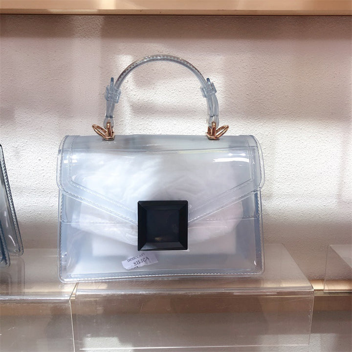 Jelly transparent pvc chain matte handbag square purse for women