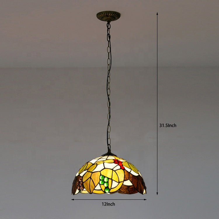 LongHuiJing Tiffany Fallen Leaves Chandelier Stained Glass Pendant Lamps Tiffany Lights