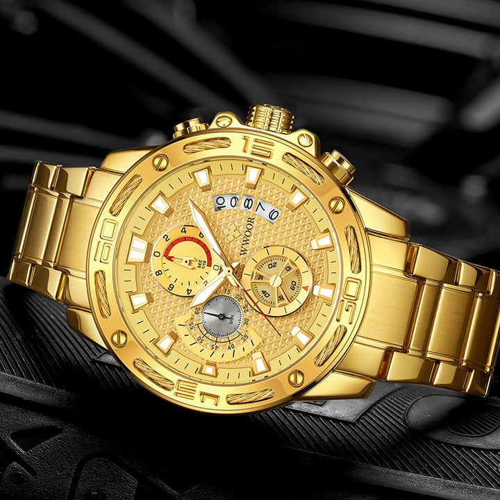 New men watches top brand luxury gold quartz