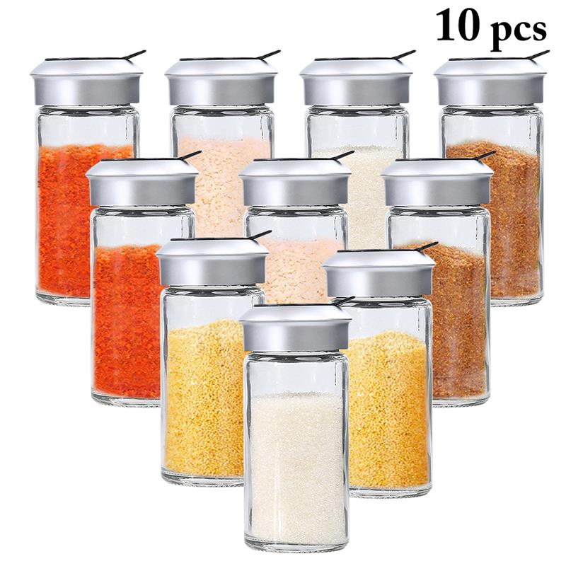 10pcs 8pcs 1pc transparent glass kitchen gadgets spice pepper shaker spice ja