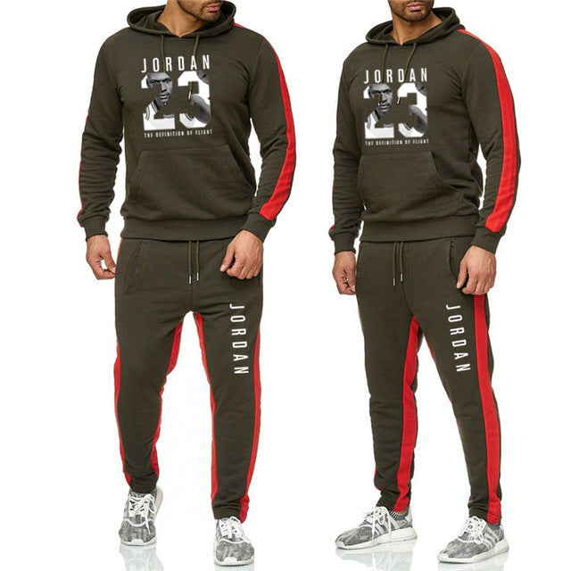 Wholesale New Men's Plus Size Fall and Winter Sweater Suit High Quality Running Fitness Sports Leisure Hooded Sweatsuit for Men