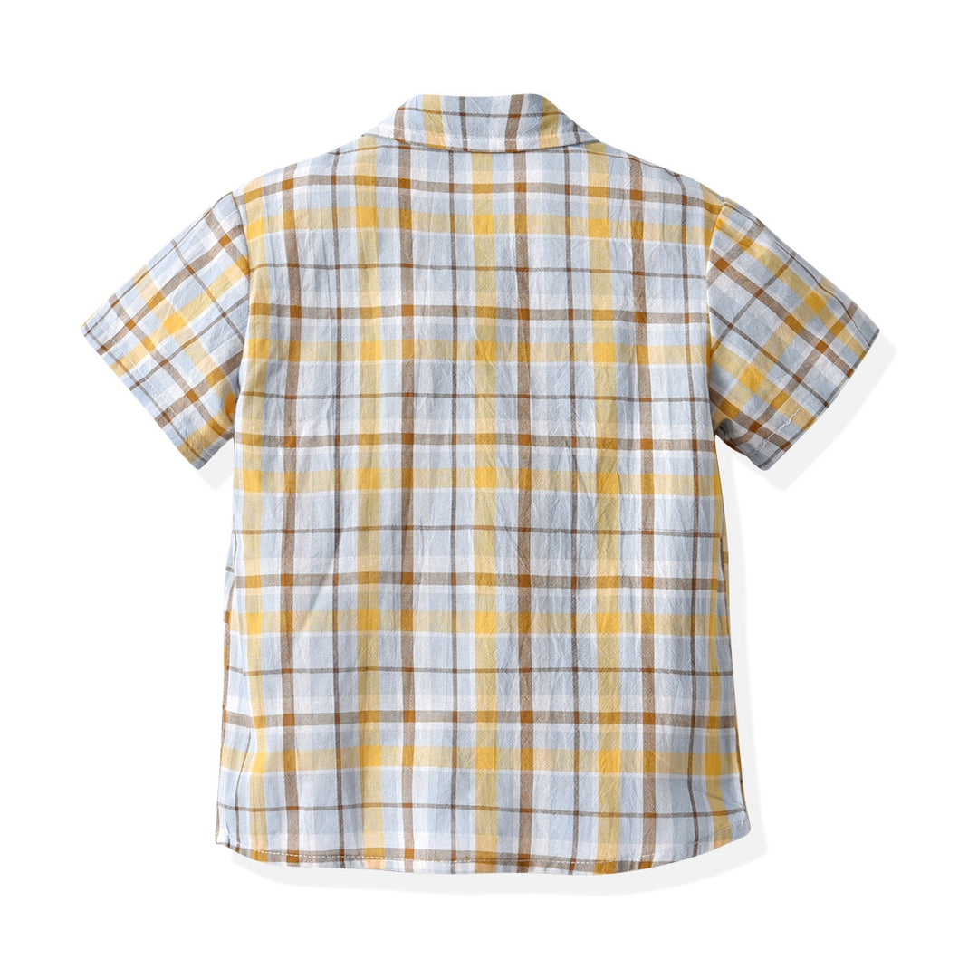 Boys' Plaid Short Sleeve Shirt Children's Summer Cardigan Casual Tops Boy Shirts Children Clothes