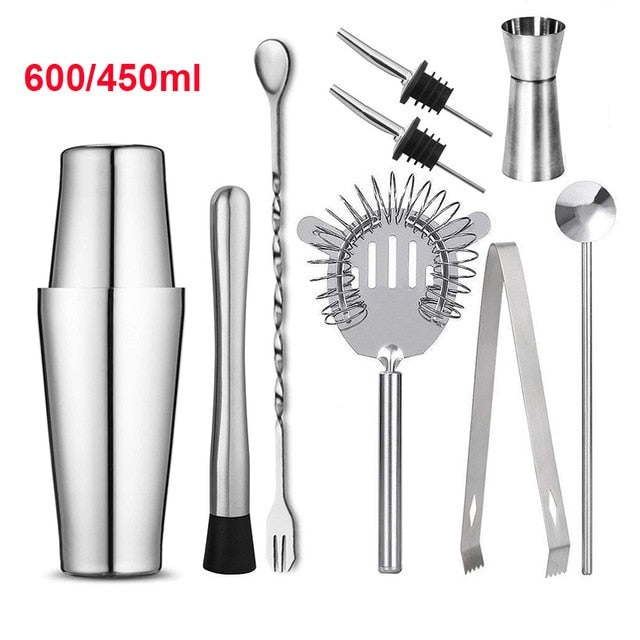 Cocktail shaker 550ml 750ml stainless steel wine martini boston mixer for bar