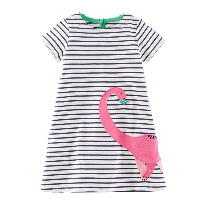 Baby Girl Dress With Animal Applique Vestidos Striped Cotton Kids Unicorn Party Dresses for Girls Clothes Casual Dress 2-7y