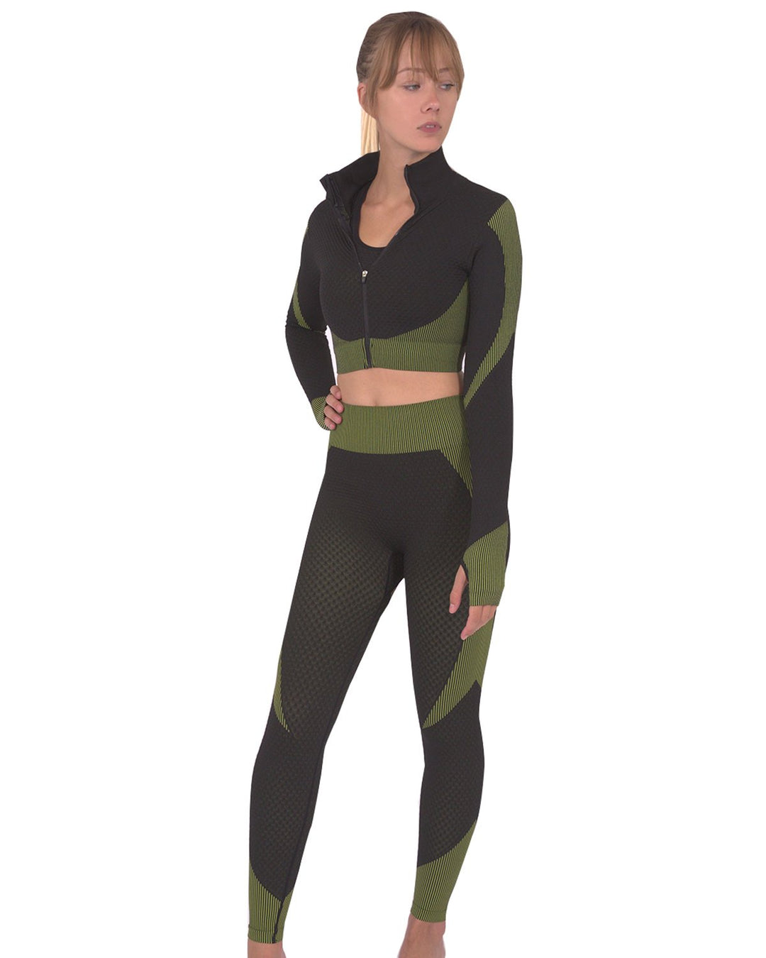 Trois Seamless Sports Jacket - Black With Green