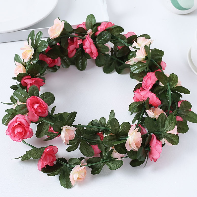 Rose artificial silk flowers garland backdrop decor garden arch plant vine