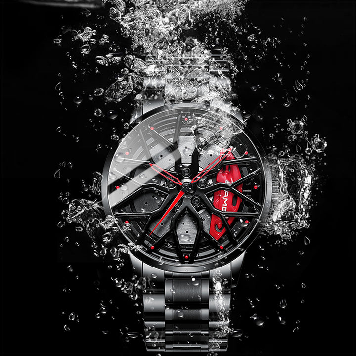 Best selling mens clock car wheel watch waterproof quartz movement