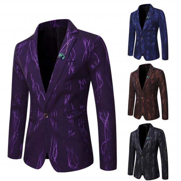 Mens Blazer 2021 Spring and Summer New Style Men's High-Quality Fashionable Bright  Printing Slim  Men Suit Jacket