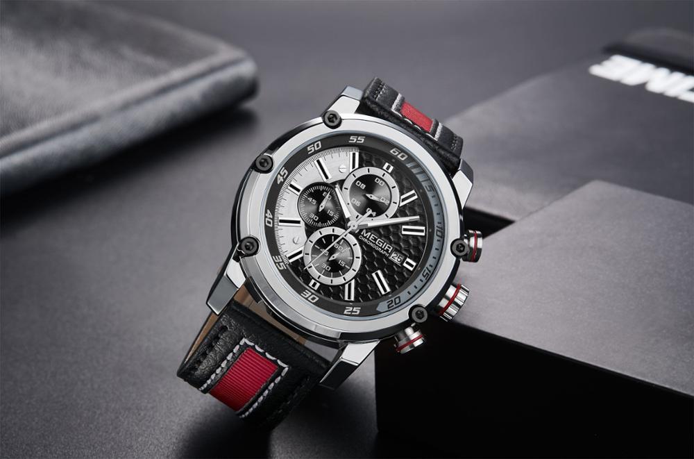 Original genuine leather band design men quartz wrist watch