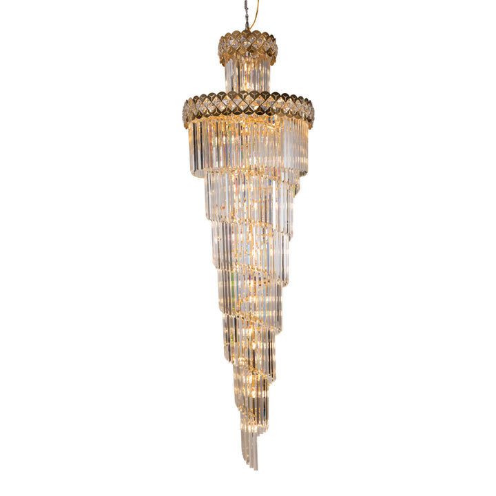 Golden large staircase chandeliers lighting luster luxury decor k9 crystal