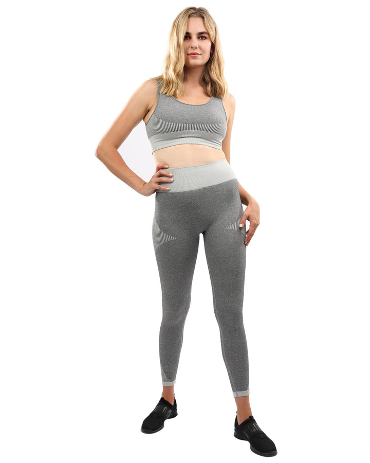 Isalda Seamless Leggings & Sports Bra Set - Grey