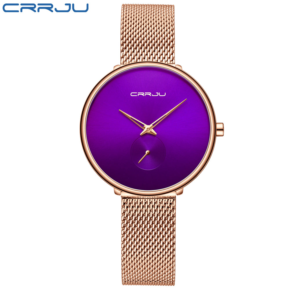 Mesh gold band quartz womens watches