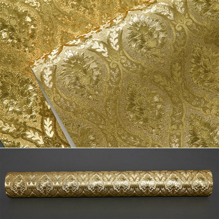 Luxury Classic Gold Wallpaper Roll Bedroom Living Room Relief Damask Wall Paper Glitter Wallpapers Gold Foil Papel De Parede