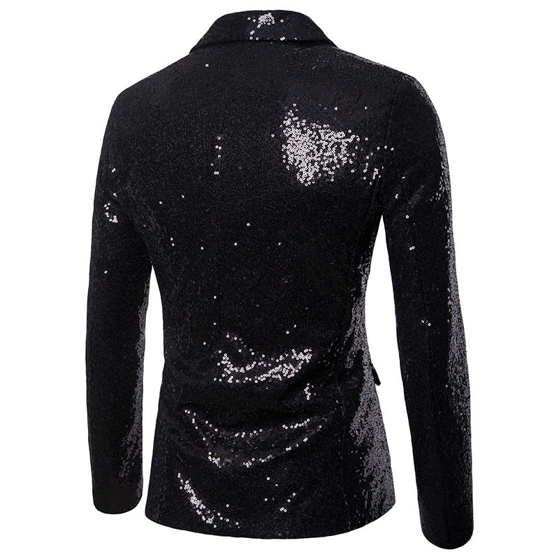 Men Glitter Sequin Suit Jackets Fancy Show Costume Party Coats Men Wedding Party Blazer Gentleman Button Dance Bling Formal Suit