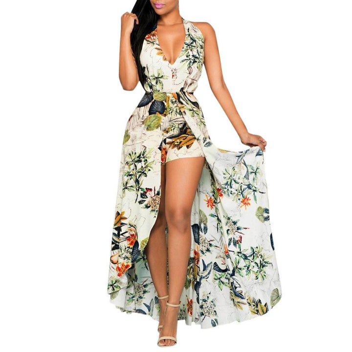 Women off shoulder flower beach dress