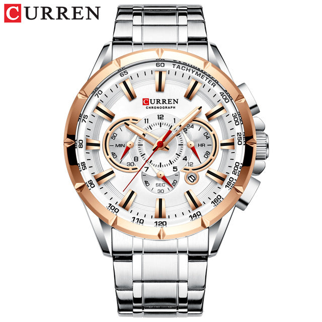 Mens-waterproof chronograph military stainless steel top brand luxury sport-watches