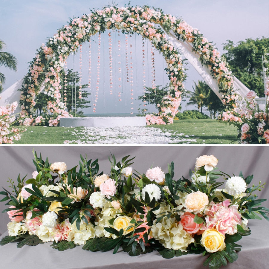 Artificial wedding flower wall backdrop arrangement silk rose peony arc decor