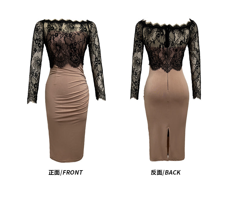 Womens new one piece neck lace slim hip dress