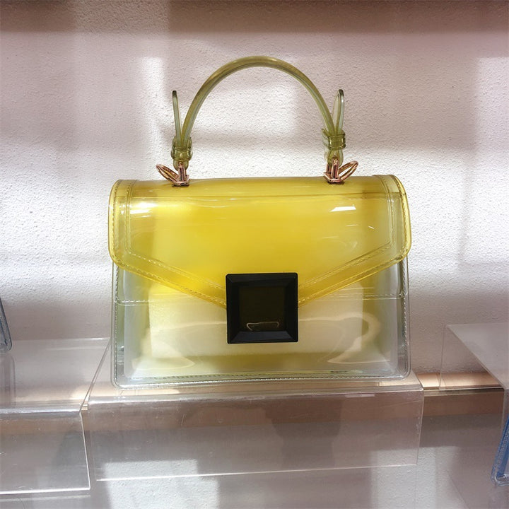 Jelly transparent pvc chain matte handbag square purse for women