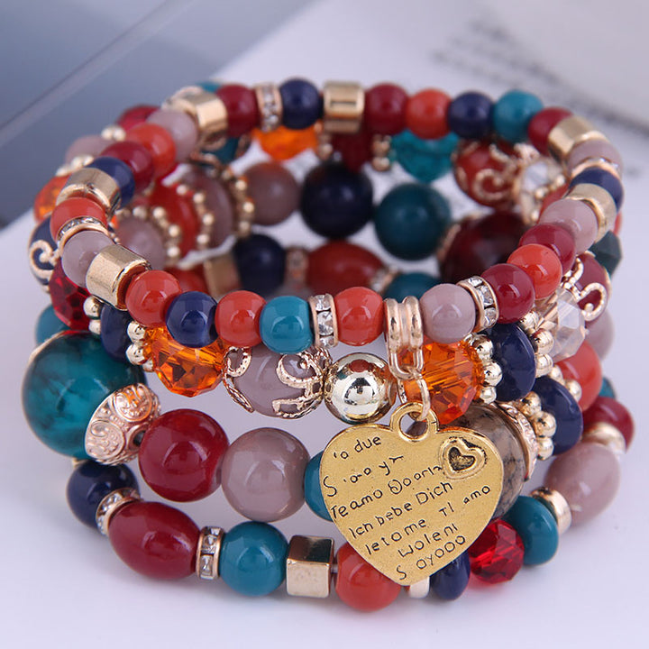 4 pcc resin beads crystal stone bracelets for women