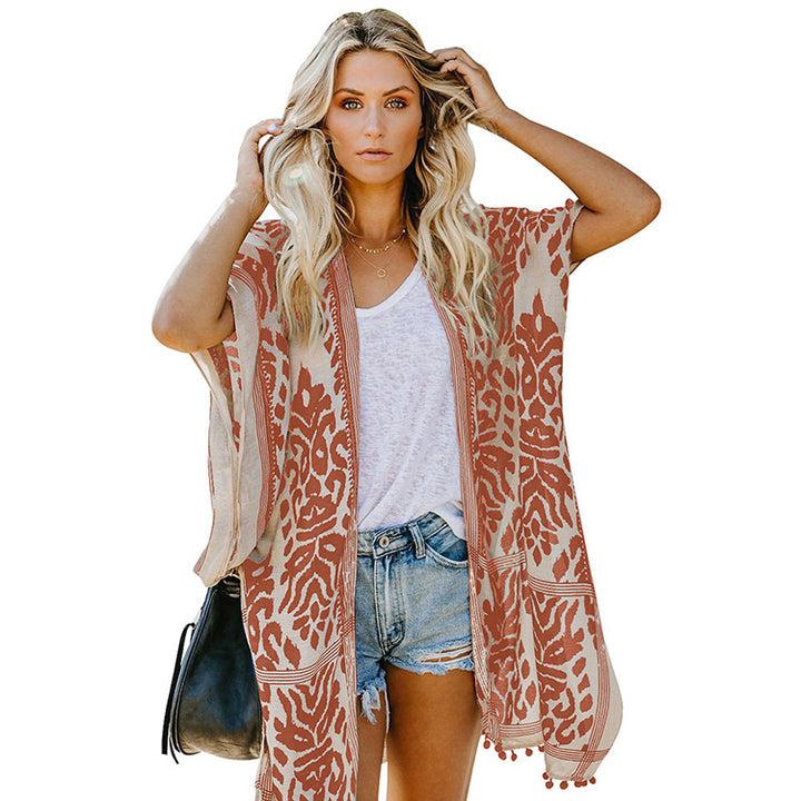 Kimono beach cover up women wear high quality cardigan floral kaftan