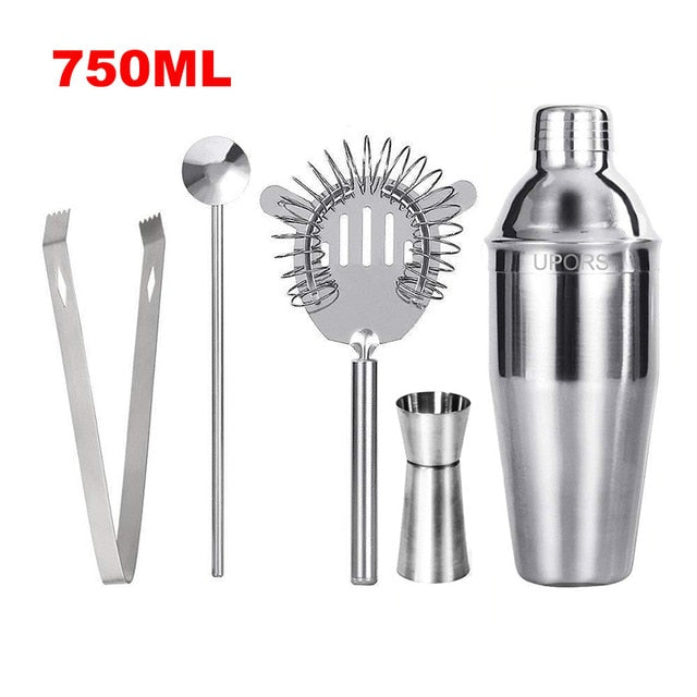 Cocktail shaker 550ml 750ml stainless steel wine martini boston mixer for bar