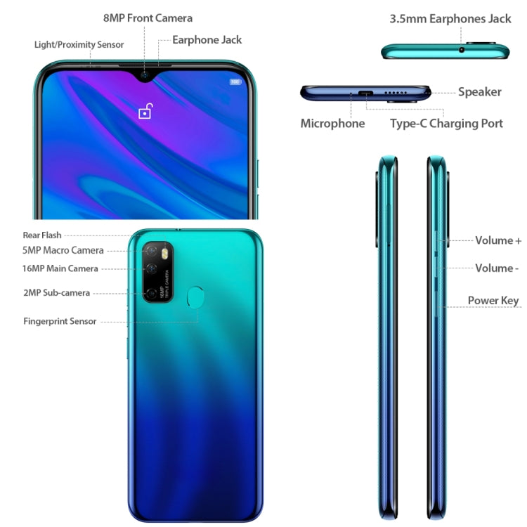 New Arrival Hot Ulefone Note 9P 4GB 64GB Triple Rear Cameras Face ID Fingerprint Id 6.52 Inch 4500mAh Android 10 4G Smartphone