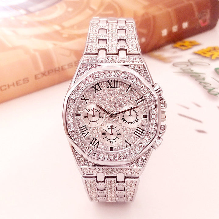 Luxury mens iced out bling mirco pave 5a cz zircon wrist quartz watch