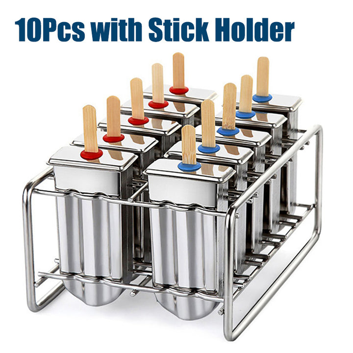 Stainless steel popsicle ice cream lolly mold with holder