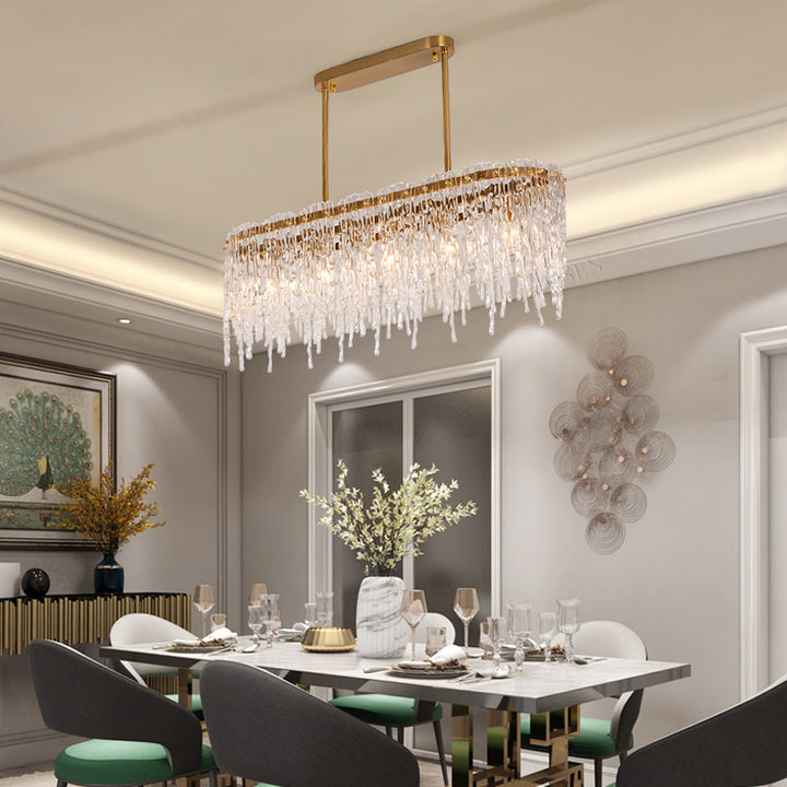 Modern Popular Fancy Luxury Rectangular Led Crystal Chandeliers for Home