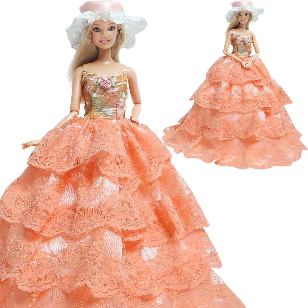 Handmade Wedding Doll Dress Princess Evening Party Ball Long Gown Skirt Bridal Veil Clothes for Barbie Doll Accessories DIY Toy