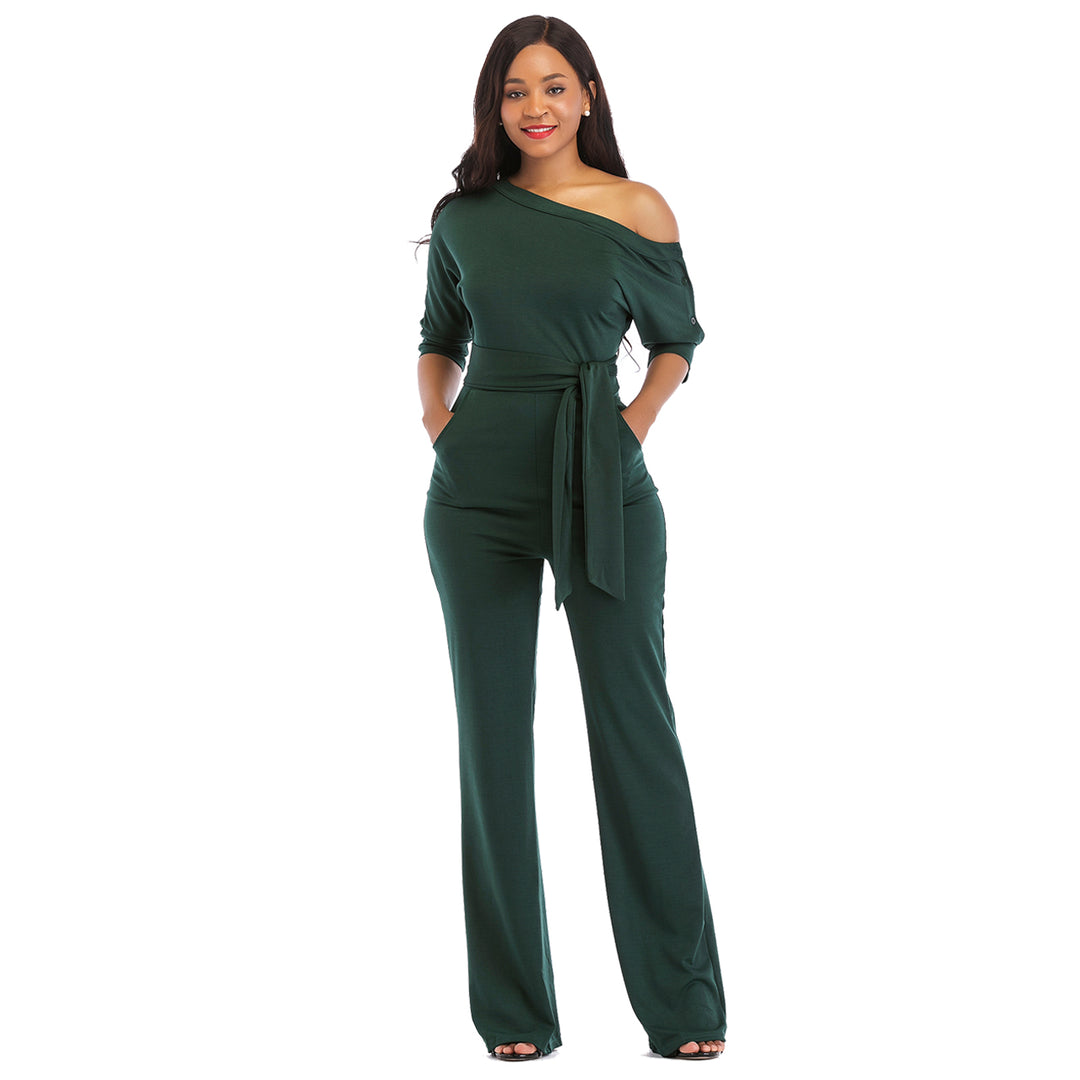 Womens fashion solid color asymmetrical one piece jumpsuits