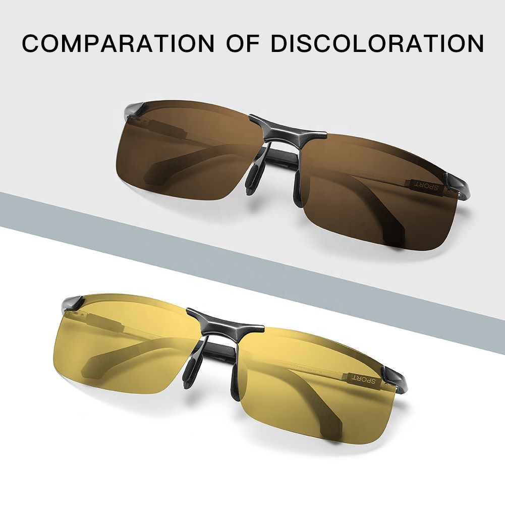 CAPONI Night Vision Sunglasses Polarized Photochromic Sun Glasses for Men UV Protect Yellow Driving Sports Glasses BSYS3066