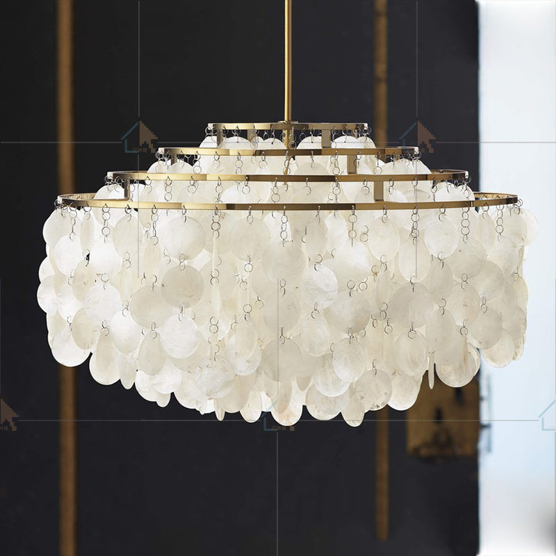 Modern Shell Chandelier Gold Chrome Metal Pendant Light for Living Room Restaurant Hotel Hall Hanglamp