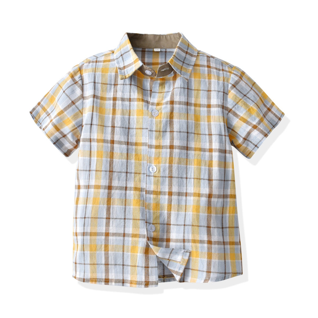 Boys' Plaid Short Sleeve Shirt Children's Summer Cardigan Casual Tops Boy Shirts Children Clothes