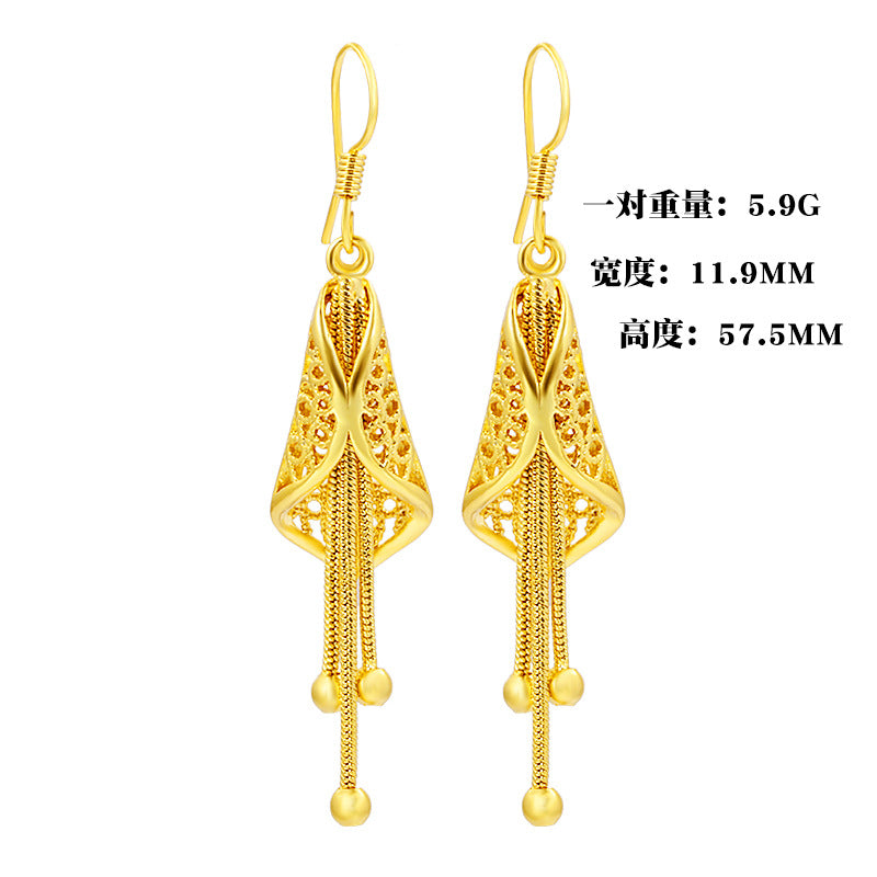 22k gold jewelry earring for women leaf fringes garnet