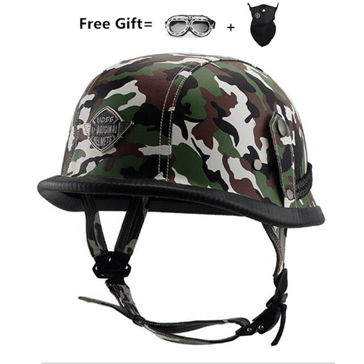 Mens Chrome mirror german military style motorcycle helmet dot open