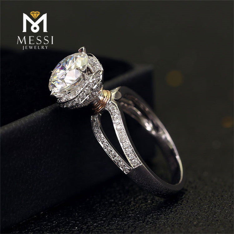 Messi Jewelry Wedding Ring 14K Gold Rings China 2ct Main Stone 4 Prong Setting Moissanite Ring Jewelry for Women