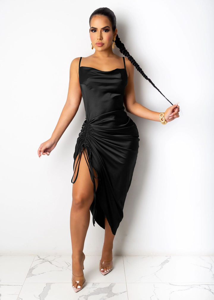 New arrival satin night club party wrinkle maxi dress for woman