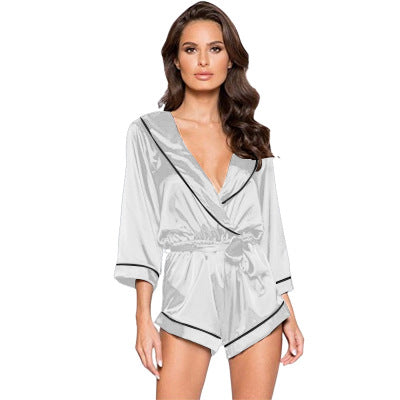 Custom silk satin short pajama womens sleepwear plus size lingerie rompers