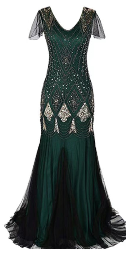 vintage beaded sequin birthday party women evening dress